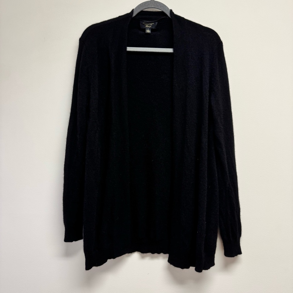 Charter Club 100% Cashmere Luxury Black Cardigan Sweater Size L